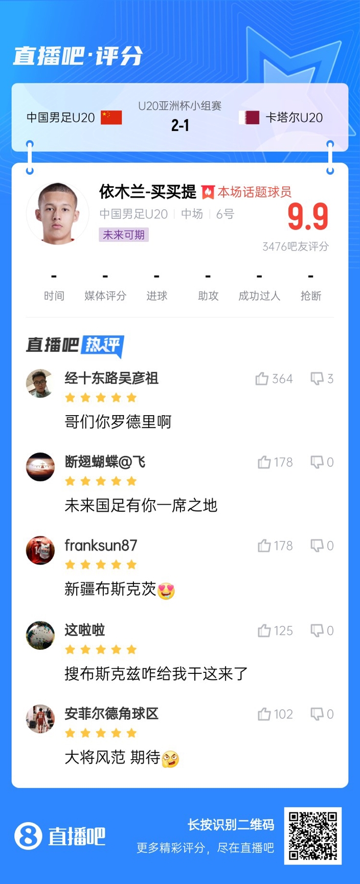  依木蘭+陳澤仕泰山中場連線！19歲依木蘭獲封：新疆布斯克茨！
