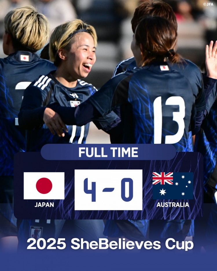  熱身賽日本女足4-0澳大利亞女足，田中美南2射1傳&長谷川唯任隊長