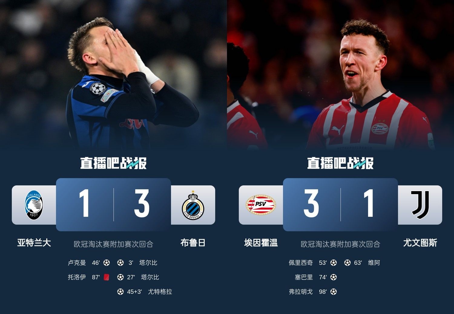  真是意甲拉垮？PSV淘汰尤文后3連敗，布魯日爆冷真藍(lán)黑后1勝難求
