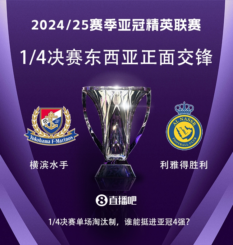  亞冠1/4決賽對(duì)陣：利雅得勝利vs橫濱水手，C羅vs安德森-洛佩斯！