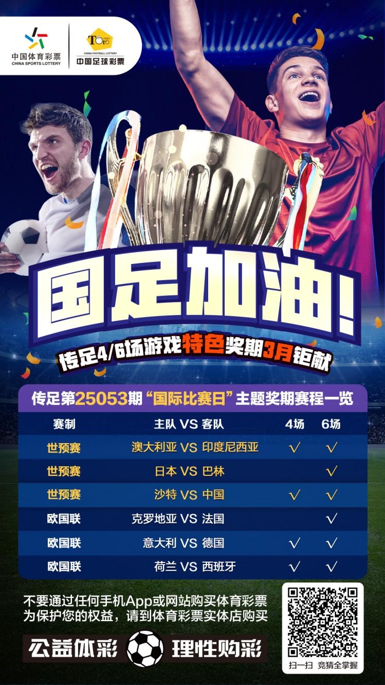  國足加油！傳足特色獎(jiǎng)期第25053期聚焦國際比賽日