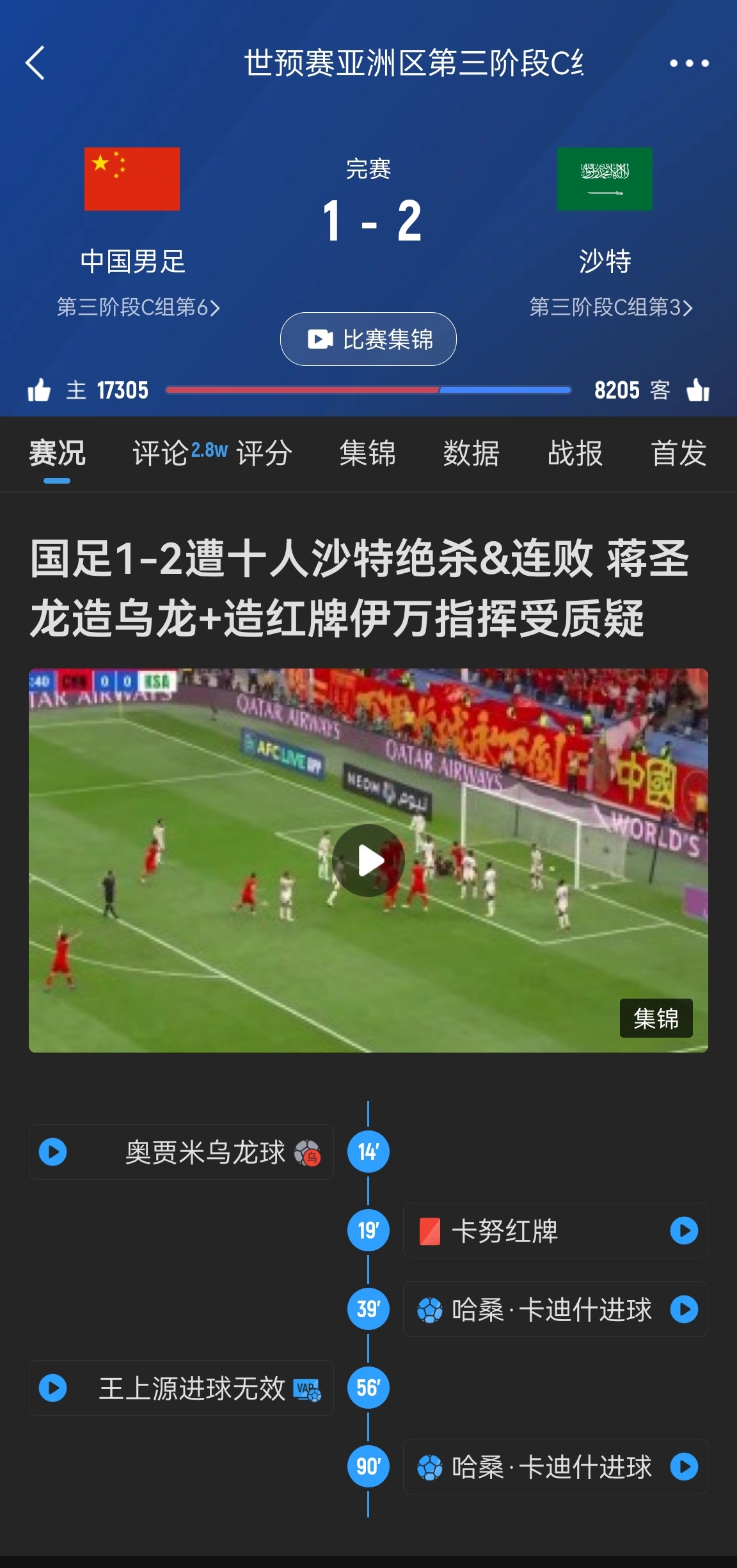  今天什么劇本？首戰(zhàn)沙特也是半場紅牌+蔣光太傷退，最后國足被翻