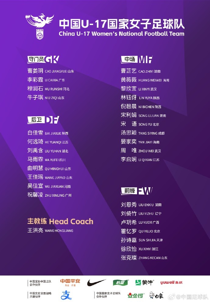  U17女足30人將在蘇州集訓備戰(zhàn)世界杯，姜寧、朱挺擔任訓練員