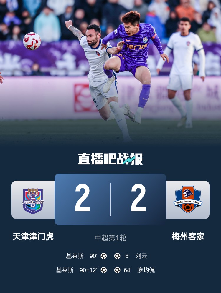  和風勁吹！今日下午中超4場比賽全部以平局收場